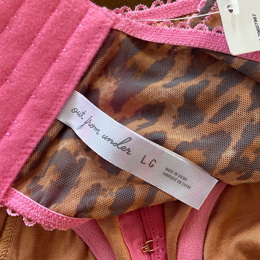 Urban Outfitters Pink and Brown Leopard Bralette. Size L - Picture 2 of 8